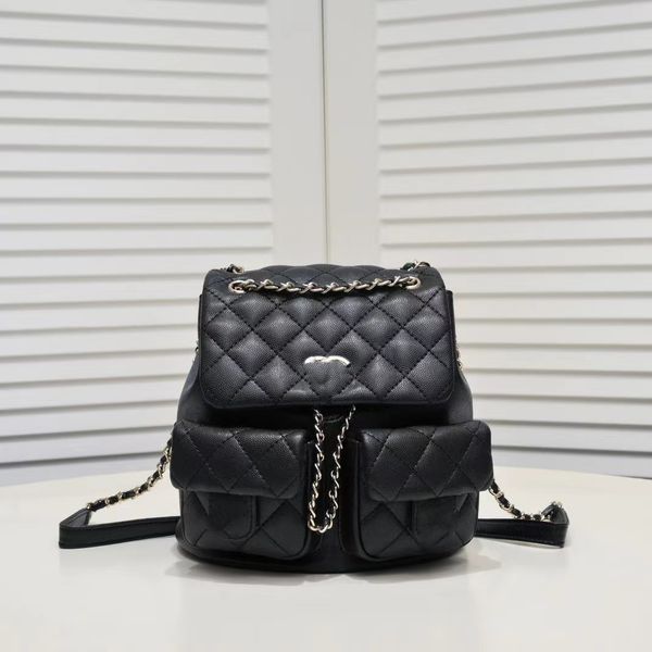 D U M A 2 3 P Bolsa Sapo Pequena Mochila Vento Perfumada com Caviar Couro Diamante Moda Corrente Mochila de Bolso Duplo