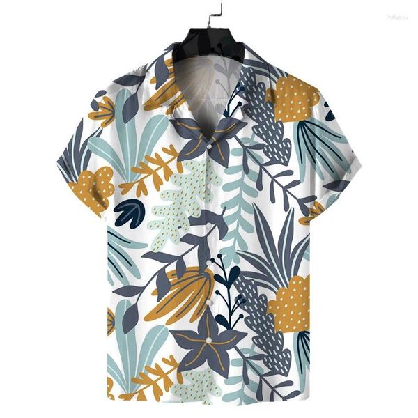 Camicie casual da uomo Camicia modello Hawaiian Beach maniche corte scollo a V fibbia stilista comoda e traspirante