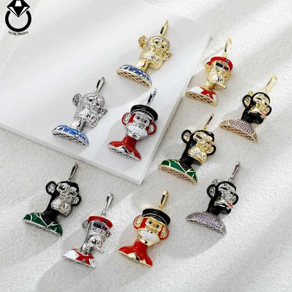 Beliebte Metaverse-Serie NFT Ape Man Monkey Hip Hop Anhänger Halskette Herren Advanced Accessoires Gold Australien Schmuck