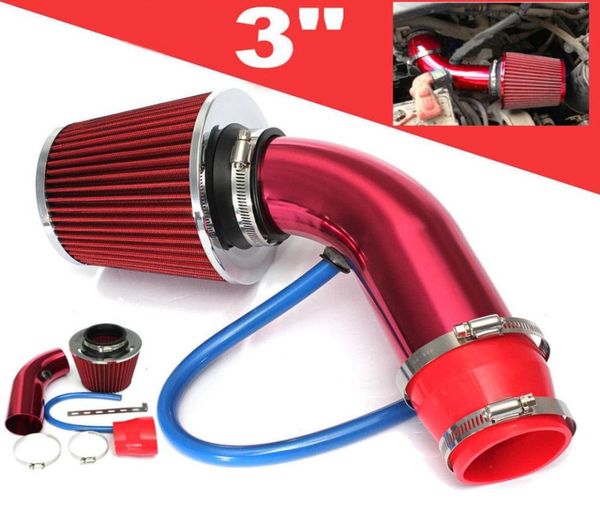 Filtro di aspirazione aria fredda universale per auto Kit di induzione in alluminio Sistema di tubi flessibili Rosso6935326