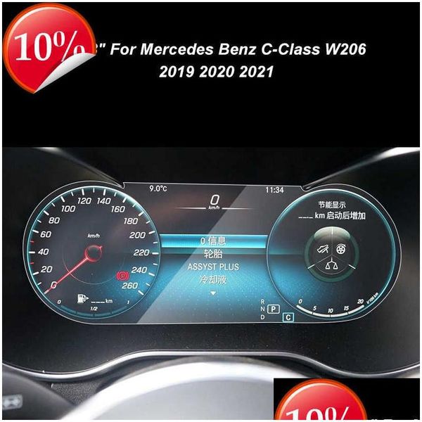 Altri accessori interni Novità per Benz Classe C W206 -2021 12.3 Cruscotto Sn Pellicola protettiva in vetro temperato Accessori interni Drop Dhrsf