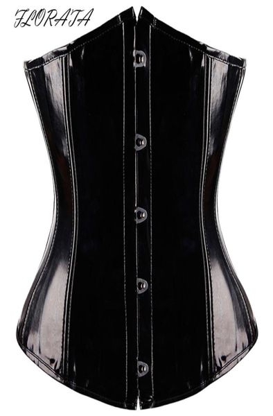 Gothic Fetisch Schwarzes Unterbrustkorsett PVC Bustier Schnüroberteil Punk S2XL Body Shaper4232738