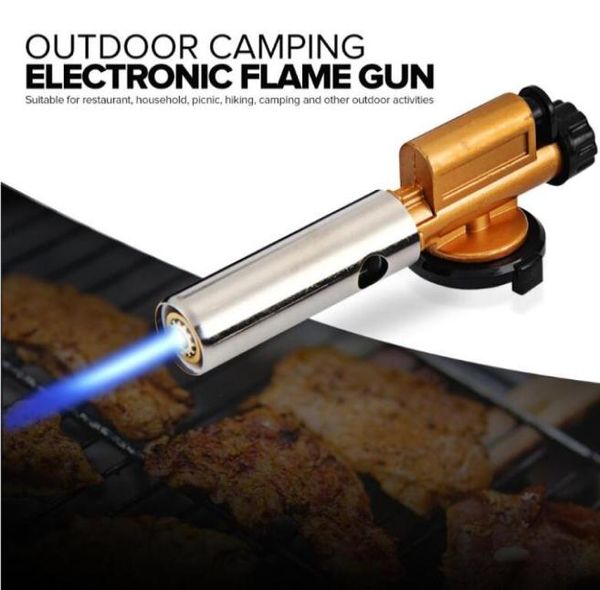 Elektronische Zündung Kupfer Flamme Butan Gas Brenner Gun Maker Fackel Feuerzeug Für Outdoor Camping Picknick BBQ Schweißen Ausrüstung5546653