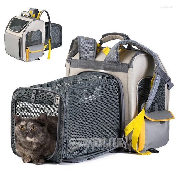 Katzenträger Haustiertasche Atmungsaktives Segeltuch Tragbarer Rucksack Outdoor-Reisetransport für Katzen und Welpen, die Vorräte transportieren