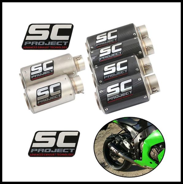 60mm 51mm Tubo di scarico universale per moto Tubo di sfiato Racing SC GP Scarico con adesivo5559157