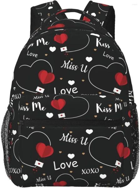 Рюкзак Happy Valentine's Day Love Heart Симпатичная легкая сумка через плечо Дорожный рюкзак для мужчин и женщин