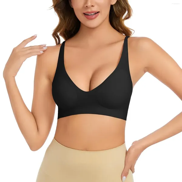 Reggiseni Reggiseno da donna senza ferretto scollo a V comfort morbido push up senza cuciture seno leggermente imbottito per una sensazione di vestibilità Bralette da donna