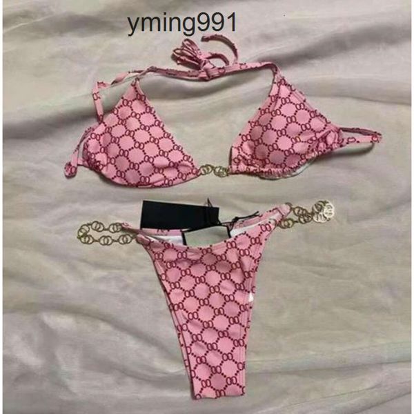 Up gglies ggs gu cci Halter guc ci guucci gucc Push guccis gccci Clássicos Imprimir Carta Sexy Bikini Set Designer Duas peças de corrente Biquínis 2024 Maiô XL Blue Pin 1EAP