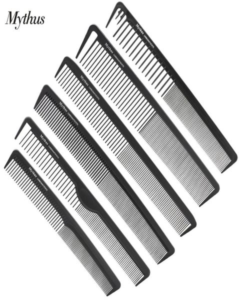 Set di pettini in carbonio professionali resistenti al calore da 6 disegni Pettine da barbiere per taglio di capelli nero in fibra di carbonio M062887747