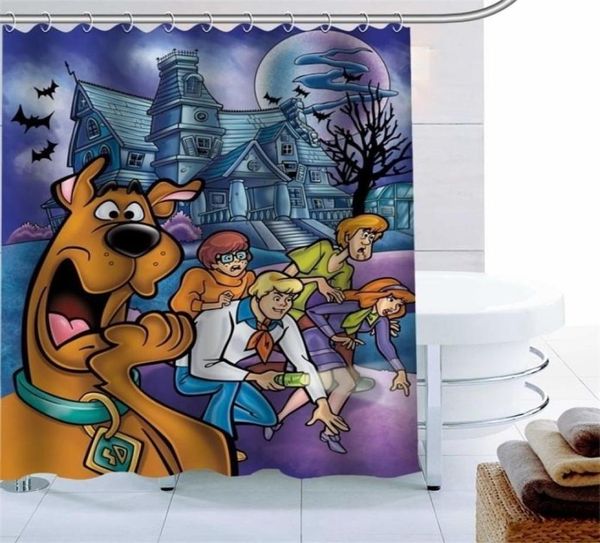 Cortina de chuveiro moderna Scooby Doo decoração à prova d'água tecido de poliéster banho 180X180cm banheiro ecológico T2007116411239