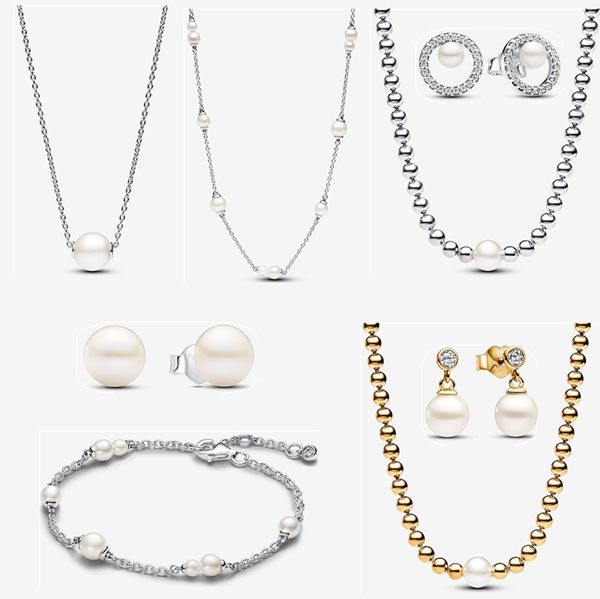 Neue Perlenkette für Frauen, schöner Freundin-Schmuck, Luxus-Geschenke, DIY, passend für Pandora-Armbänder, Ohrringe, Designer-Perlen-Halsketten, Set mit Originalverpackung