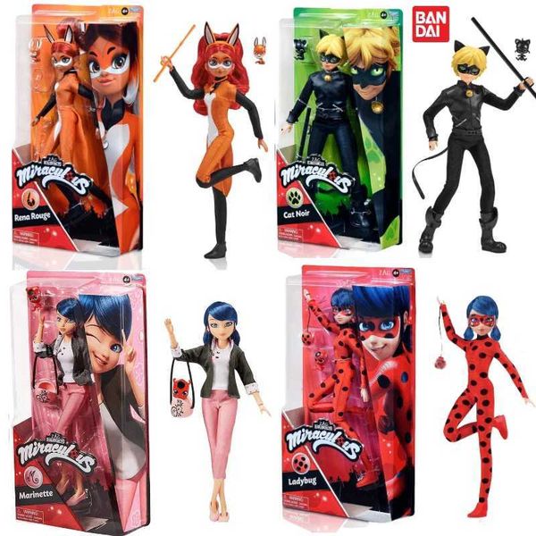 Anime Manga Mágico 28cm personagem animado Marinette Rena Rouge Gato Preto Personagem de Ação Moda Boneca Modelo Presente de Menina J240308