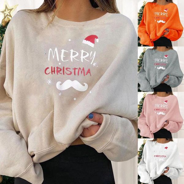 Felpe con cappuccio da donna Pullover per feste natalizie Divertente stampa grafica Giacca girocollo da donna con felpa con cappuccio Cappotto da casa Cerniera frontale