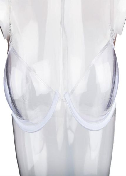 Lingerie transparente clara push up sutiã cinta sutiãs invisíveis para mulher underwire 34 copo ajustável tpu pvc oneoff sexy bra15966599