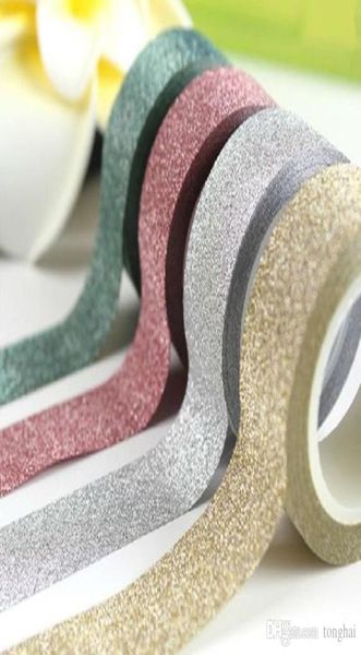 Ganze 5 m glitzerndes Washi-Klebeband aus Papier, selbstklebend, zum Aufkleben, zum Selbermachen, Basteln, dekorativ H2104649003094