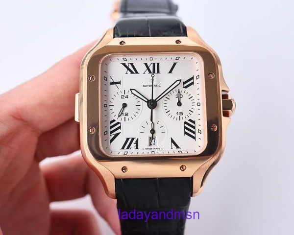 Золото и розовое золото. Совершенно новые часы AF Carter Santos диаметром 43,3 мм, механизмом 7550, итальянским ремешком из воловьей кожи и оригинальной коробкой.