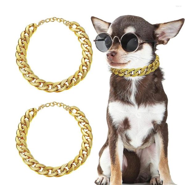 Hundebekleidung Kette Gold Halskette für Hunde ABS Kunststoff Halsband Welpenkostüm Leichter Modeschmuck Zubehör