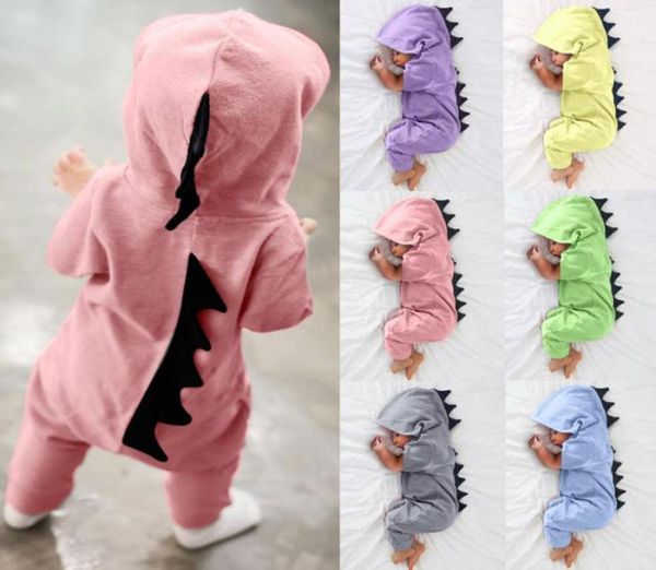 Yeni doğan bebek erkek bebek kız dinozor kapüşonlu romper tulum kıyafetleri kıyafetler kawaii katı giyim unisex6000238 için tulum