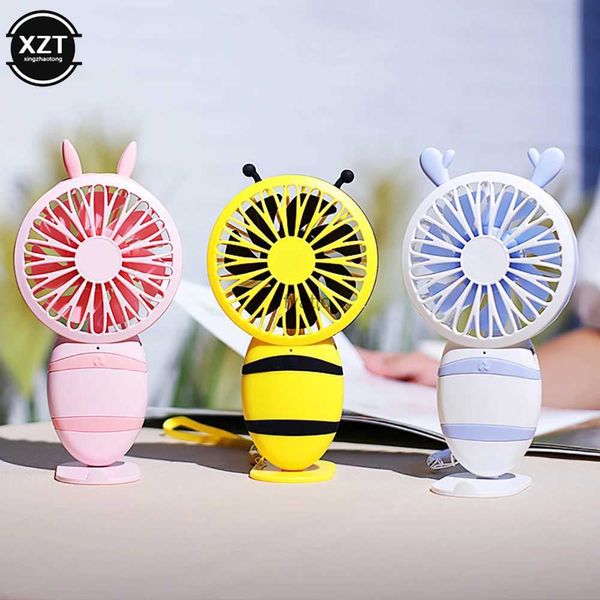 Elektrische Fans Cartoon Bienenförmiger Ventilator Tragbarer USB-Handheld Studentenwohnheim Outdoor-Reise Mini 3 GeschwindigkeitsverstellbarH240313