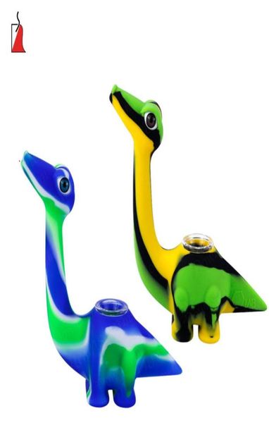 SILICLAB Silicone Dinosauro Pipa da fumo Bong con fiocco Tabacco da pipa a mano Accessori per sigarette Fabbrica intera7083860