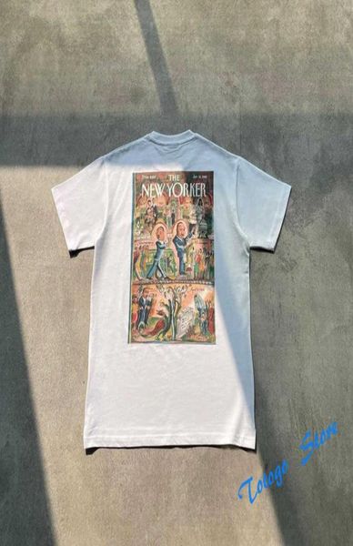 Männer Frauen Casual Streetwear Lose The New York Limited KITH TEE Vintage Stempel Comic Print Kith T-shirt Schlitz Saum Kurzarm2273273