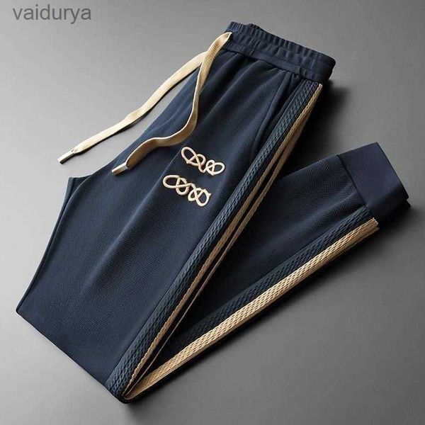 Мужские высококачественные дизайнерские брюки-карандаш на шнуровке, жаккардовые трикотажные брюки с полосками по бокам, свободные спортивные штаны на открытом воздухе 240308