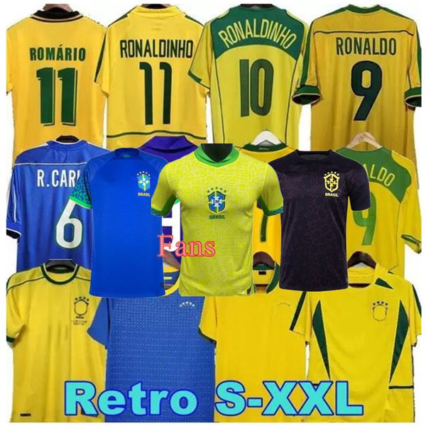 24 25 Brasil Futbol Formaları 1998 Brezilya Retro Gömlekler Casemiro Vini Jr Richarlison Pele 2002 2004 Carlos Romario Ronaldinho Camisa de Futebol 1994 2006 Rivaldo