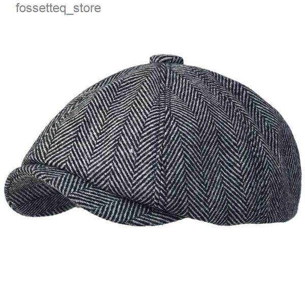 Cappelli a tesa larga Cappelli a secchiello Cappello Peaky Blinders Cappelli da strillone da uomo Vintage a spina di pesce Octagon C Berretti da donna Gatsby Cappello piatto Cappelli da pittore britannici Morbidi L240305