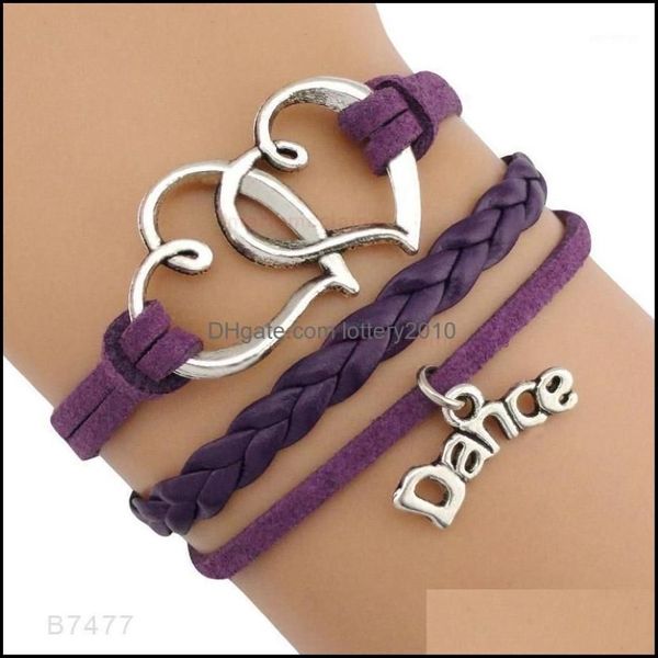 Jewelrydance Ballerino Nota musicale Chiave di violino Onda Balletto Cuore Infinito Amore Braccialetti con ciondoli Viola Donna Uomo Gioielli Regalo Custom1 D227n