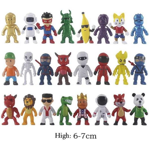 Anime Manga 8-24pcs Stumble Guys Action Figure Kawaii Anime Game Model Estátua Set Multiplayer Game Series Childrens Birthday Gift Toys J240308