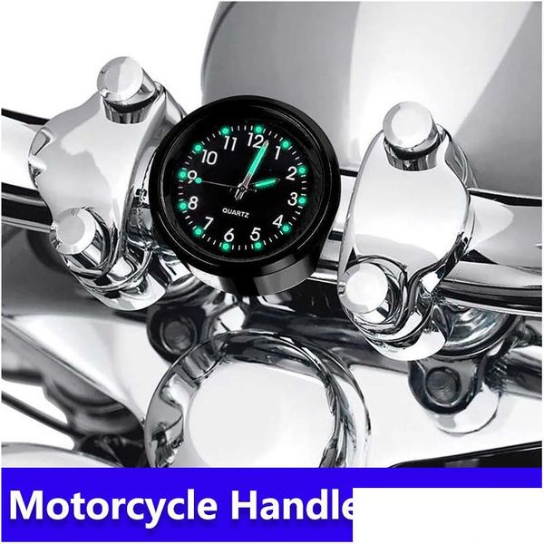 Auto Altro Elettronica per auto Nuova motocicletta Orologio per bici Cromato Impermeabile Motorhandlebar Mount Orologio al quarzo Alluminio luminoso Motoraccess Dhlhe