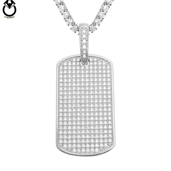 Collana di lusso in argento sterling 925 di Hiphop, pendente a catena di moissanite, pendente rettangolare con diamanti ghiacciati per la realizzazione di collane