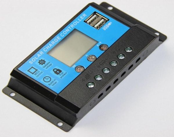 30A 12V24V Display LCD PWM Sistema de Painel Solar Regulador Solar Controlador de Carga TimerDual USB 5V Carregador Móvel 2592810