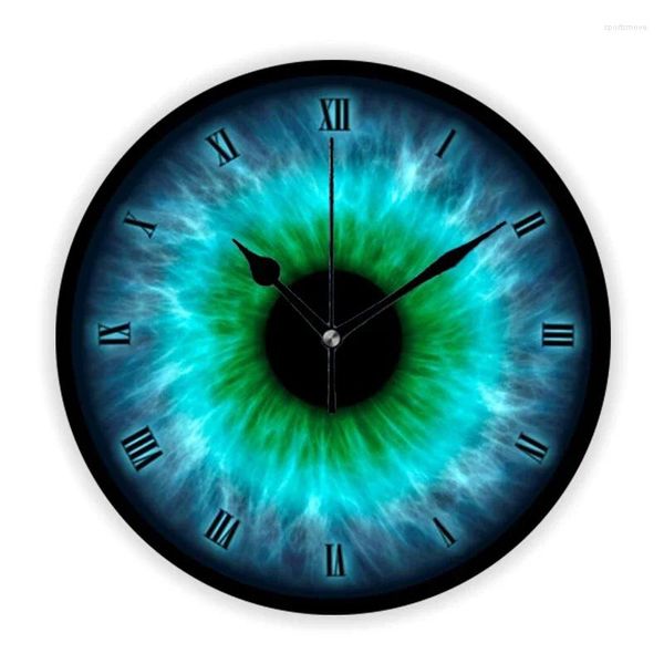 Wanduhren Neuheit Blaue Augen Grüne Iris Augapfel Dekorative Uhr Große Künstlerische Augenpupillenkern Runde Uhr Wohnzimmer Wohnkultur