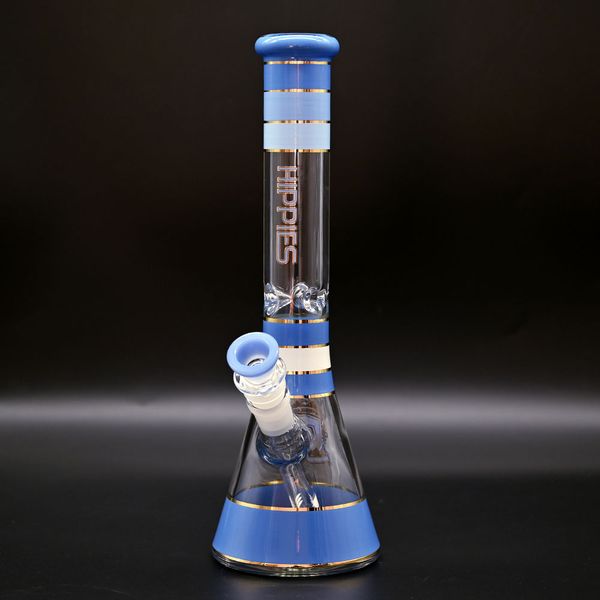 Stick sky hippies blu vetro etichetta in vetro pipa dell'acqua di vetro, bong di vetro trasparente, caveo di vetro, oggetto fumante di vetro borosilicato con ciotola a colori, accessori per fumo