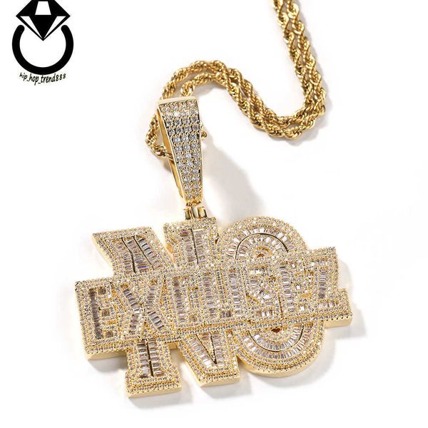 Hip hop bling jóias oem real latão banhado carta encantos alfabeto grande pingente colar de luxo para homem atacado