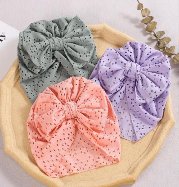 Ins doce cor oco para fora bebê índia boné elástico de algodão macio acessórios para o cabelo gorro infantil turbante chapéus 03t8628670