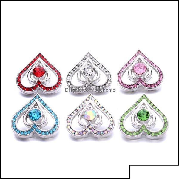 Chiusure Ganci Noosa Cuore cavo Zenzero Bottone a pressione Risultati di gioielli Pezzi di cristallo Charms 18 mm Amante del metallo Bottoni a pressione Fabbrica S Dhzge