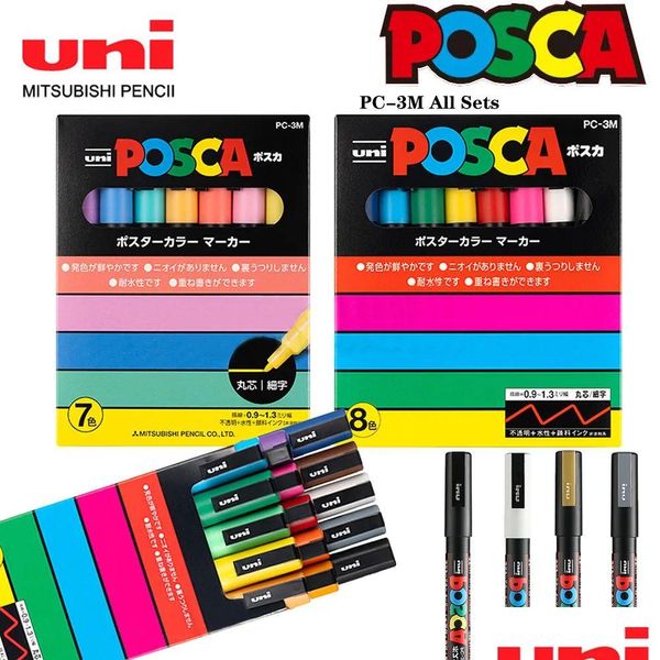 Маркеры оптом Uni Posca Маркер Ручка Fl Набор ПК-Рекламный плакат Iti Note Живопись Ручная роспись Художественные принадлежности Rotualdores Manga Dro Otxiu