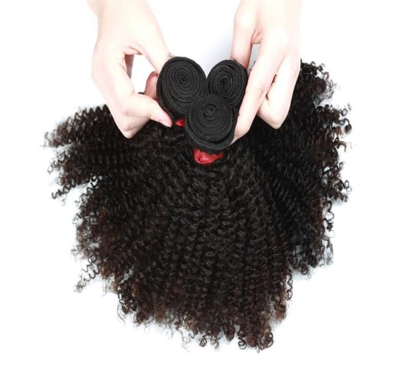 9A Afro Kinky Curly Hair Extension 3 Pacotes ou 4 Pacotes Brasileiro Indiano Malaio 100 Cabelo Humano Virgem Cor Natural 828inch6717319