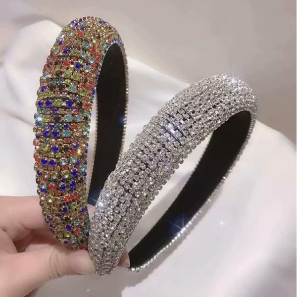 -Korlu Koreli tam delinmiş kadife alt ağır endüstri kafa bandı yanıp sönen rhinestones retro tarzı saray moda mizaç 300J