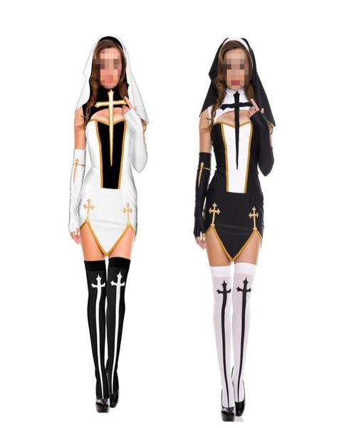 Virgem Maria Sexy Nun Traje Adulto Mulheres Cosplay Vestido Com Capuz Preto Para Halloween Irmã Cosplay Festa Traje Nun Outfits Y1893917588