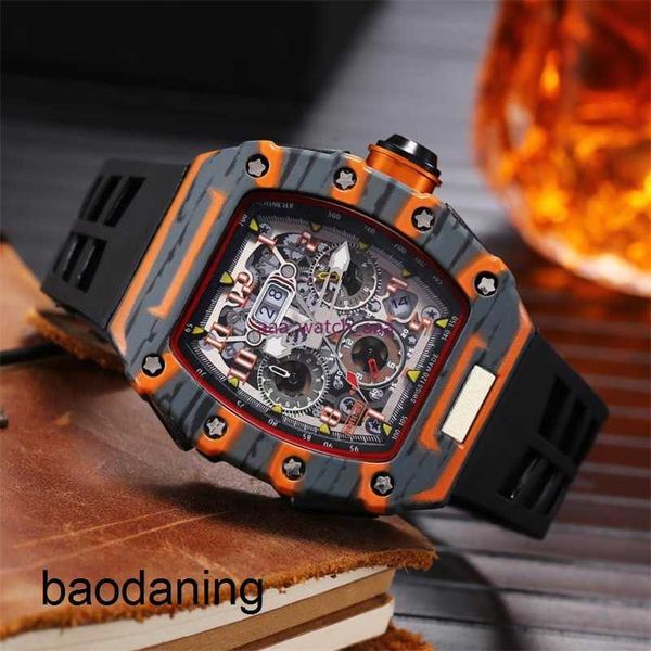 Relógios RicharMill Luxury Limited Watch 6-pin Edition Mens Watch Top Full-featured Quartz Watch Silicone Strap Reloj Hombre Gift Swiss bbr Factory