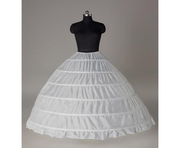 Novo branco 6 hoop petticoat crinoline deslizamento underskirt vestidos de noiva vestido de baile plus size petticoat nupcial unde8619545