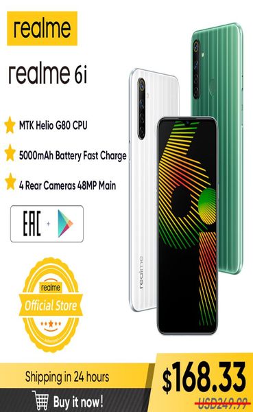 realme 6i Nuova versione globale 4GB RAM 128GB ROM Cellulare Mediatek Helio G80 Batteria 5000mAh 65quot Dewdrop display6750954