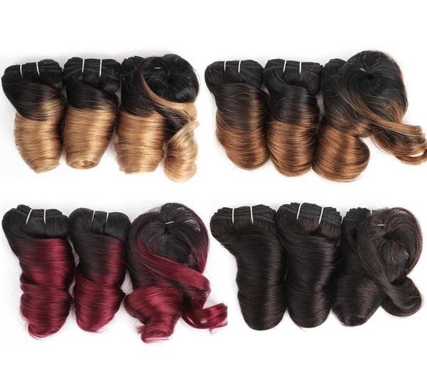 Kurzes Ombre-Menschenhaar, Körperwelle, romantische Locken, 810 Zoll, 3-teiliges Set, malaysische indische lose Welle, Remy-Echthaarverlängerungen 6400860