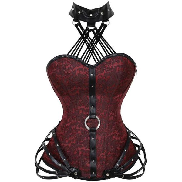 Camis steampunk espartilho gótico zíper overbust bustier aço feminino de corpo emagrece