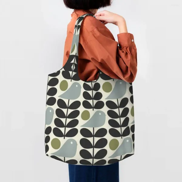 Сумки для покупок Bird Orla Kiely, холщовая сумка с абстрактным дизайном, женская моющаяся большая вместительная продуктовая сумка-тоут в скандинавском стиле, сумка-шоппер