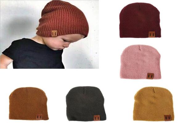 En yeni ins çocuk şeker renkleri örgü şapkalar bebek kız kızlar eğlence kapakları çocuklar sonbahar kış ılık beanie kapak şapka 8 colo3155932