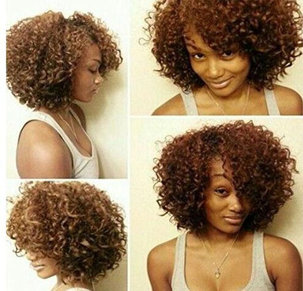 Moda Kadın Pack 3 Marlybob Tığ Örgüsü Saç Ombre Afro Kinky Kıvırcık Örgü Saç Uzantıları Kız Kadınlar için8 Quot T1B29952577